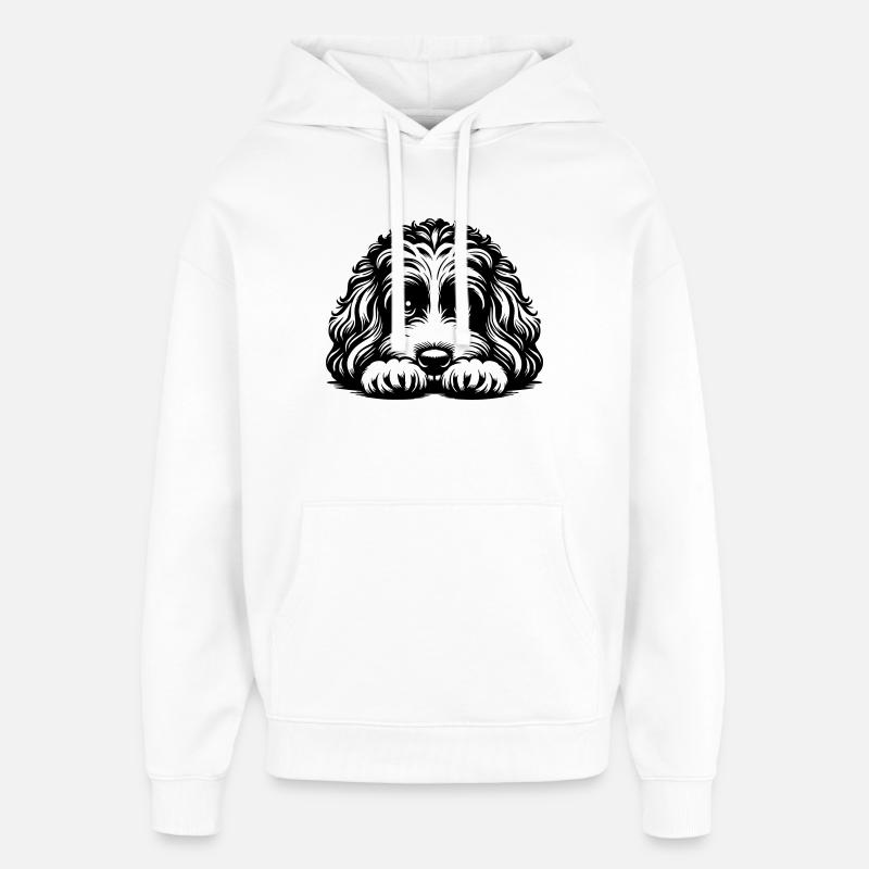 Cavapoo Head with Paws - Oversized Unisex Hoodie by Stanley/Stella - white