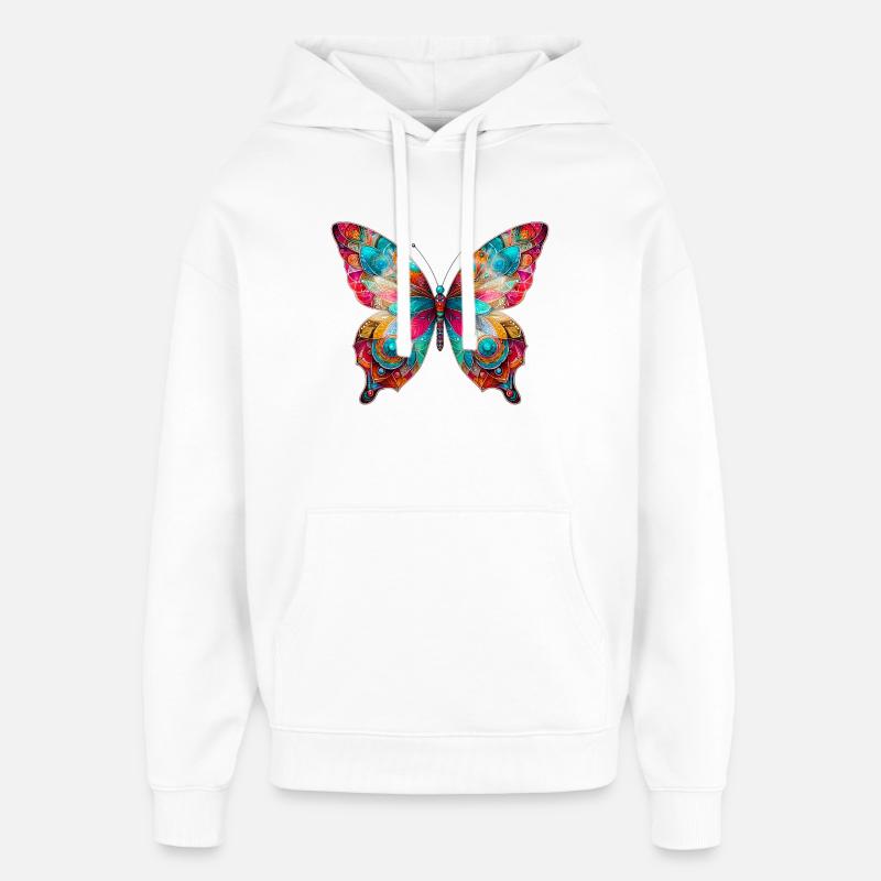 Papillon - Sweat à capuche unisexe Stanley/Stella Oversized - blanc