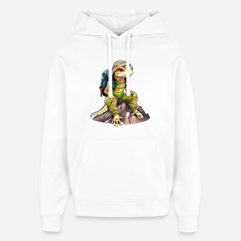 Lézard Alpiniste / Lézards de randonnée - Sweat à capuche unisexe Stanley/Stella Oversized - blanc