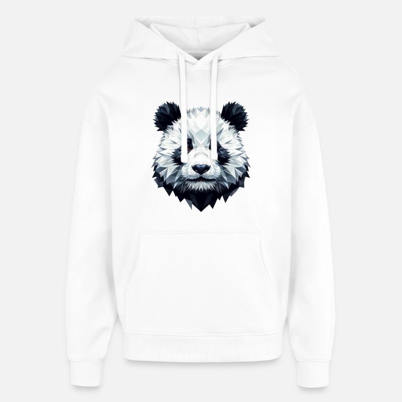 Panda Visage Polygone Art Géométrie - Sweat à capuche unisexe Stanley/Stella Oversized - blanc