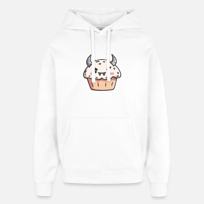 Illustration de cupcake monstre mignon - Sweat à capuche unisexe Stanley/Stella Oversized - blanc