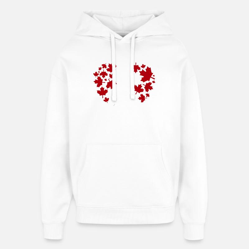 Maple Leaf Heart Pattern - Oversized Unisex Hoodie by Stanley/Stella - white