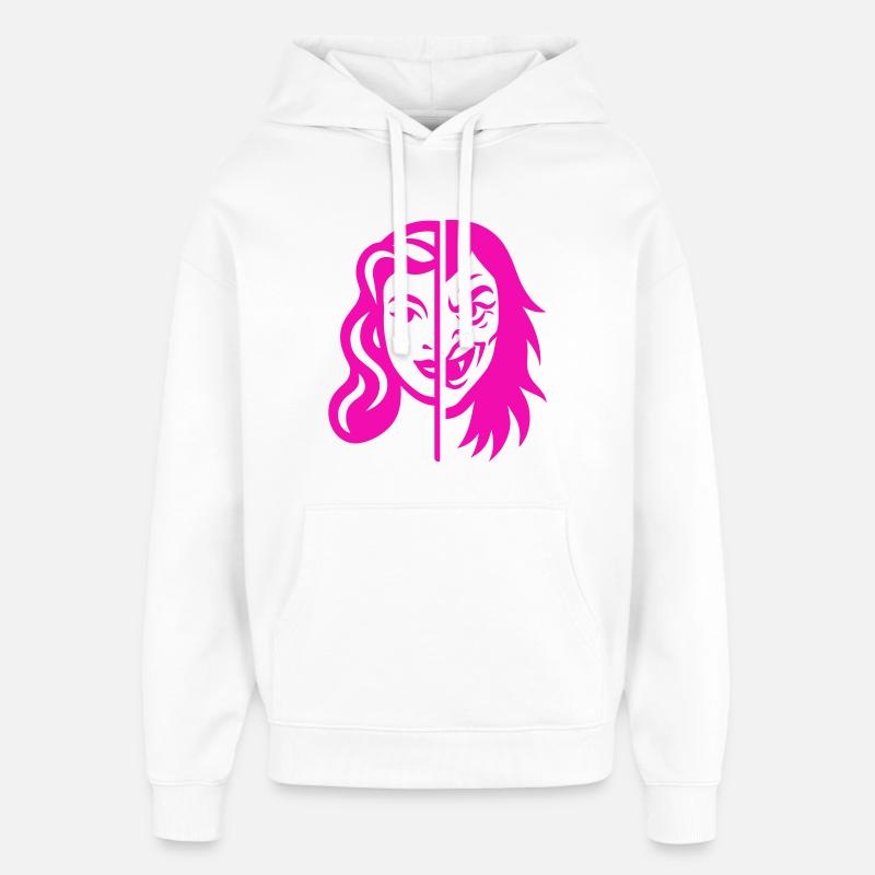 Split Face Kontrast - Oversized Unisex Hoodie von Stanley/Stella - Weiß