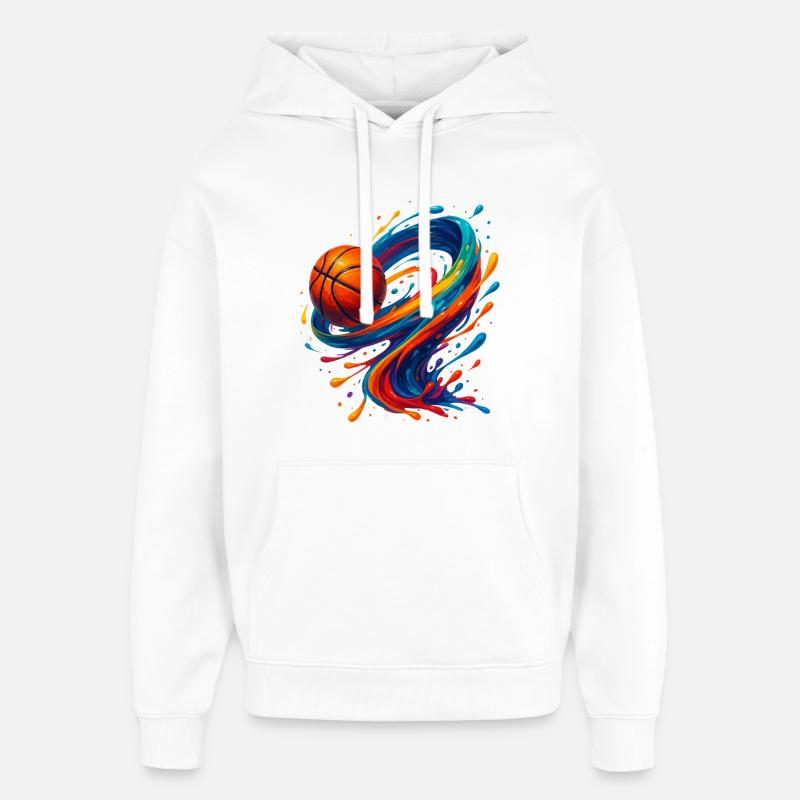 Éclaboussure de basket-ball Vibrant Orbit - Sweat à capuche unisexe Stanley/Stella Oversized - blanc