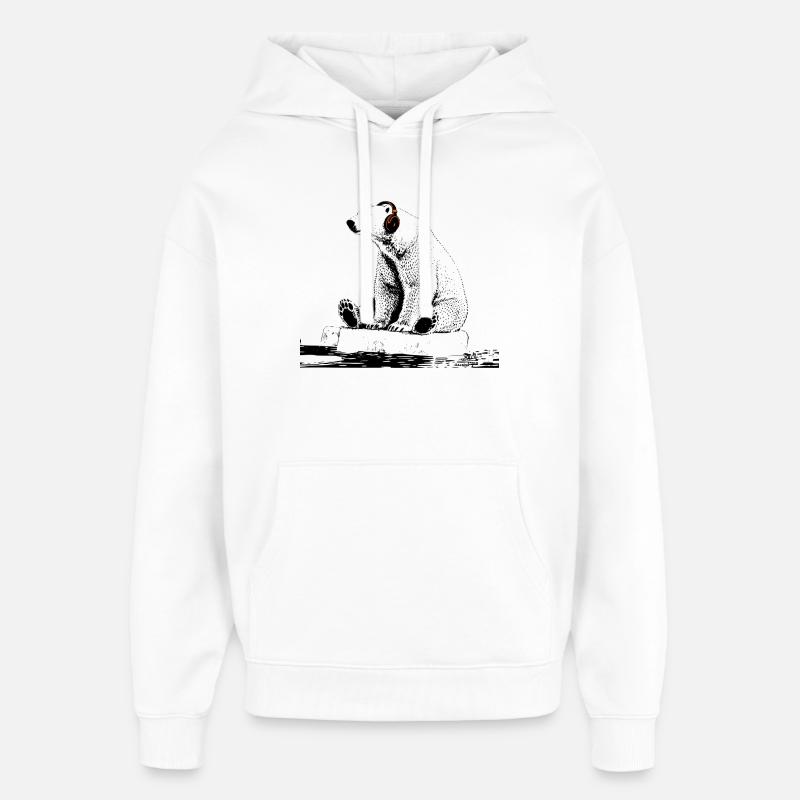 Arctic Beats - Hættetrøje unisex Stanley/Stella Oversized - hvid