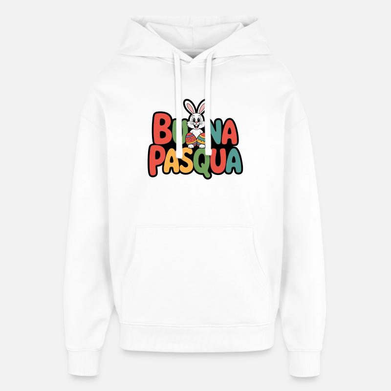 Bunny Joyeuses Pâques - Sweat à capuche unisexe Stanley/Stella Oversized - blanc