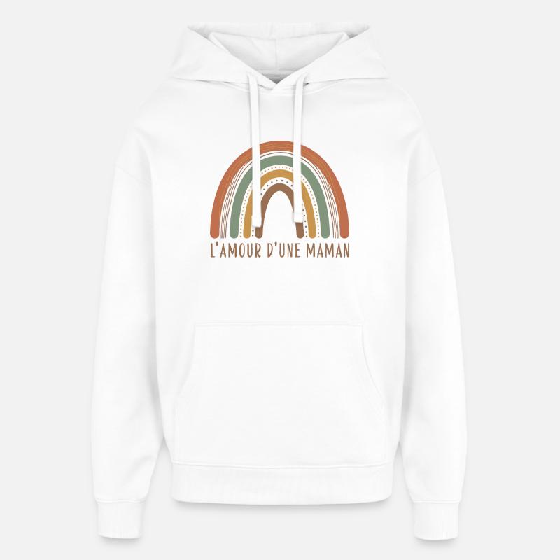 Arc-en-ciel Amour d'une Maman - Sweat à capuche unisexe Stanley/Stella Oversized - blanc