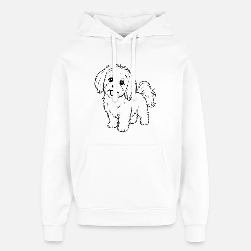 Malteser_Hund_schwarz - Sweat à capuche unisexe Stanley/Stella Oversized - blanc