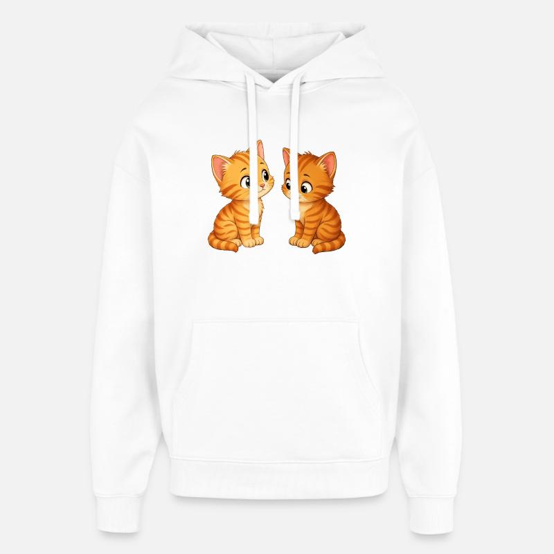 Deux mignons chatons - Sweat à capuche unisexe Stanley/Stella Oversized - blanc