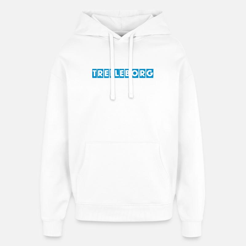 Trelleborg – Conception de texte bleu - Sweat à capuche unisexe Stanley/Stella Oversized - blanc