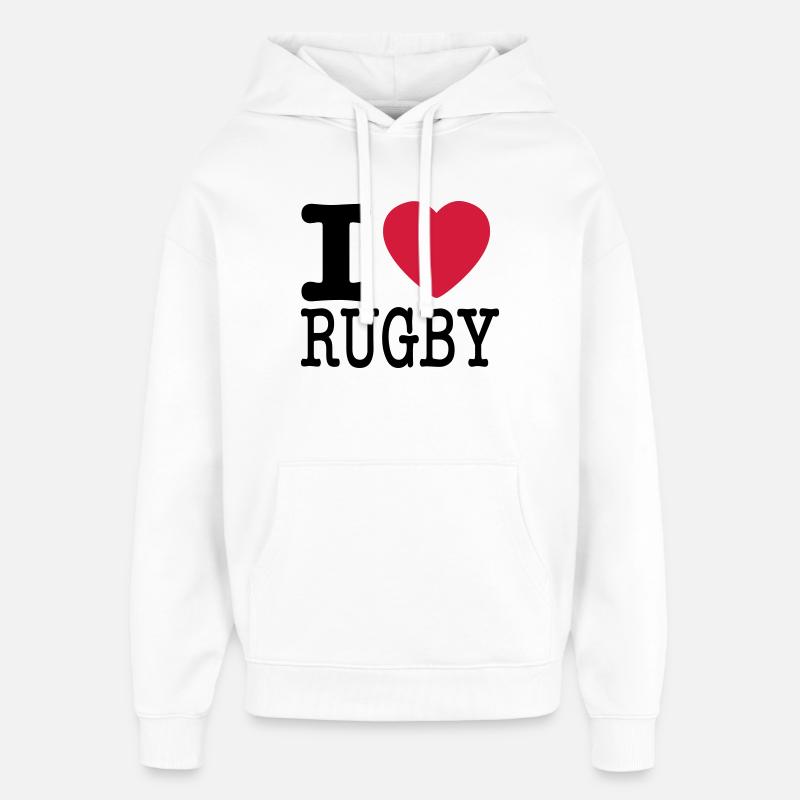 j'aime le rugby - Sweat à capuche unisexe Stanley/Stella Oversized - blanc