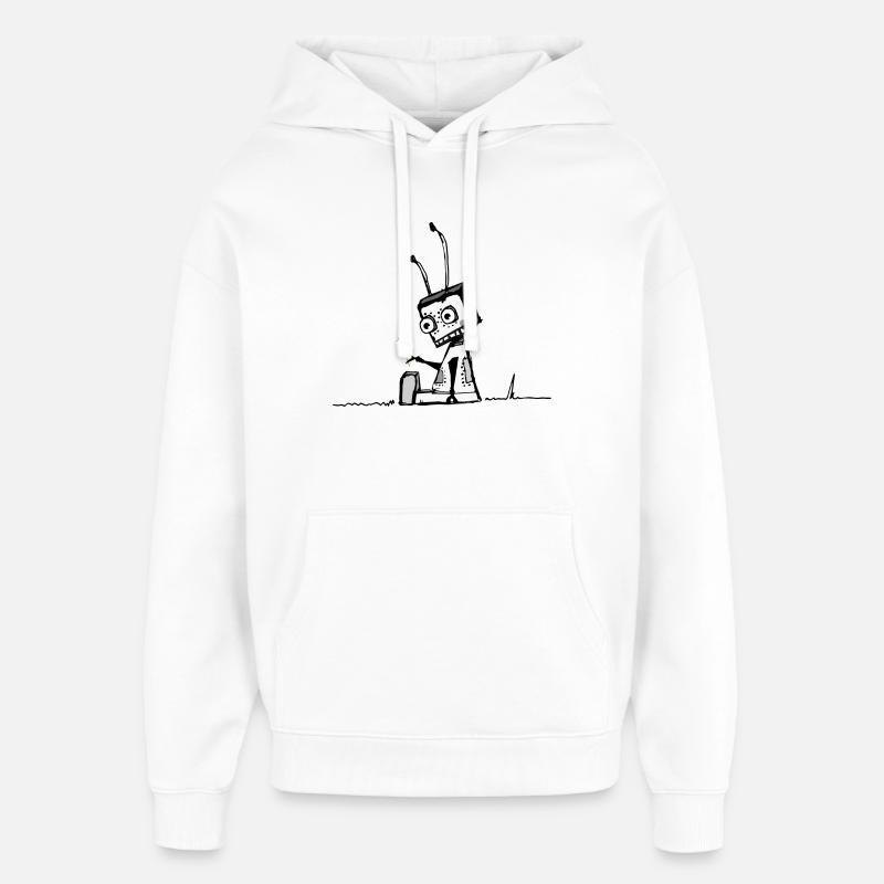 Un robot avec une fleur - Sweat à capuche unisexe Stanley/Stella Oversized - blanc