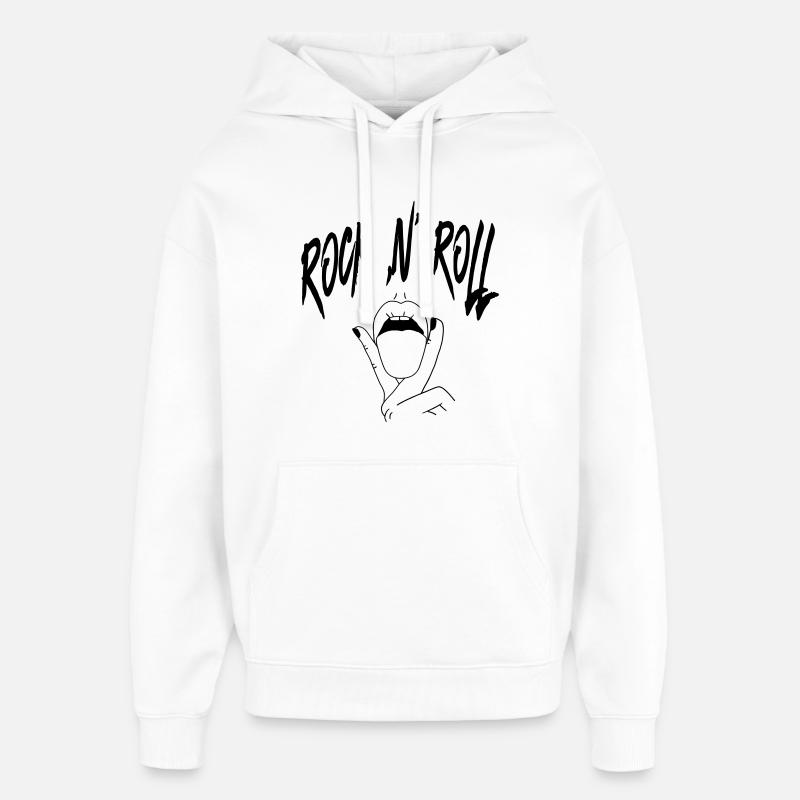 Rock N Roll Hand Gesture Typography Design - Oversized Unisex Hoodie von Stanley/Stella - Weiß