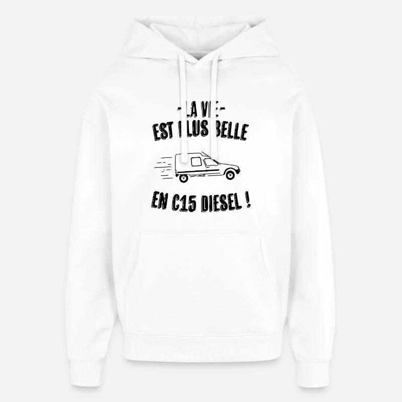 c15 diesel - Sweat à capuche unisexe Stanley/Stella Oversized - blanc