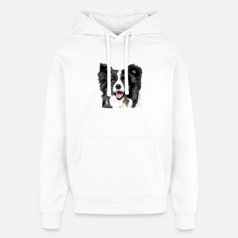 Border Collie - Sweat à capuche unisexe Stanley/Stella Oversized - blanc
