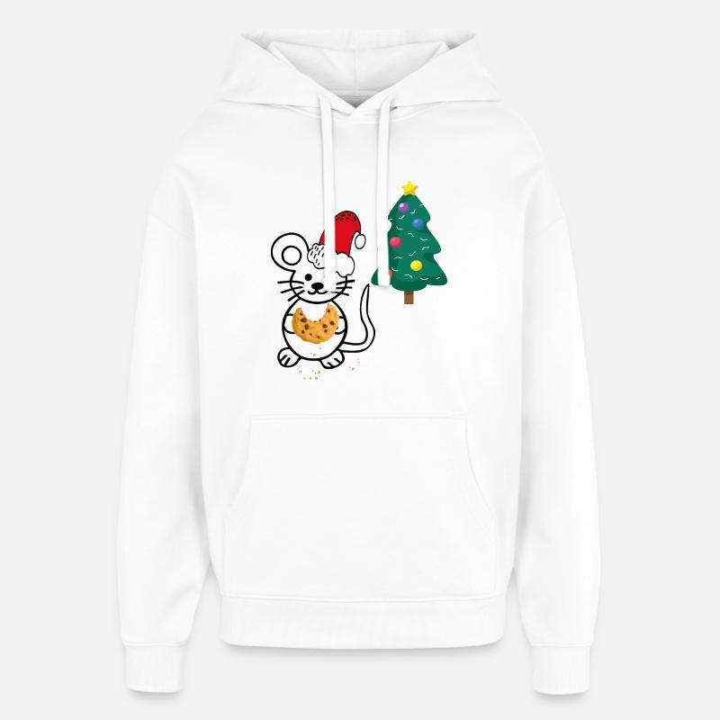 Noël, Arbre De Noël, Souris - Sweat à capuche unisexe Stanley/Stella Oversized - blanc