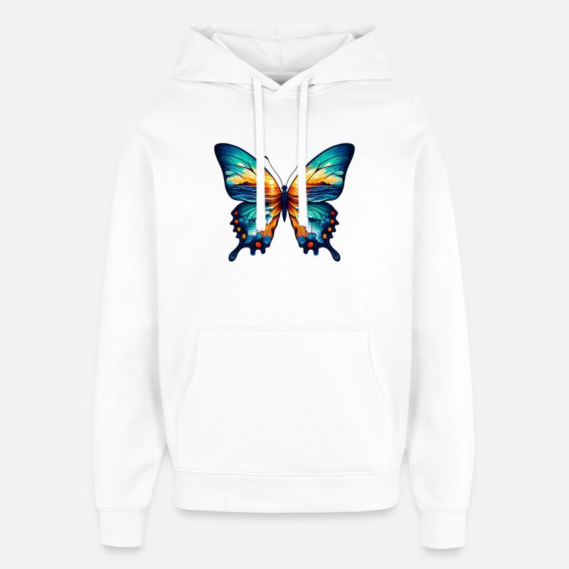 Papillon - Sweat à capuche unisexe Stanley/Stella Oversized - blanc