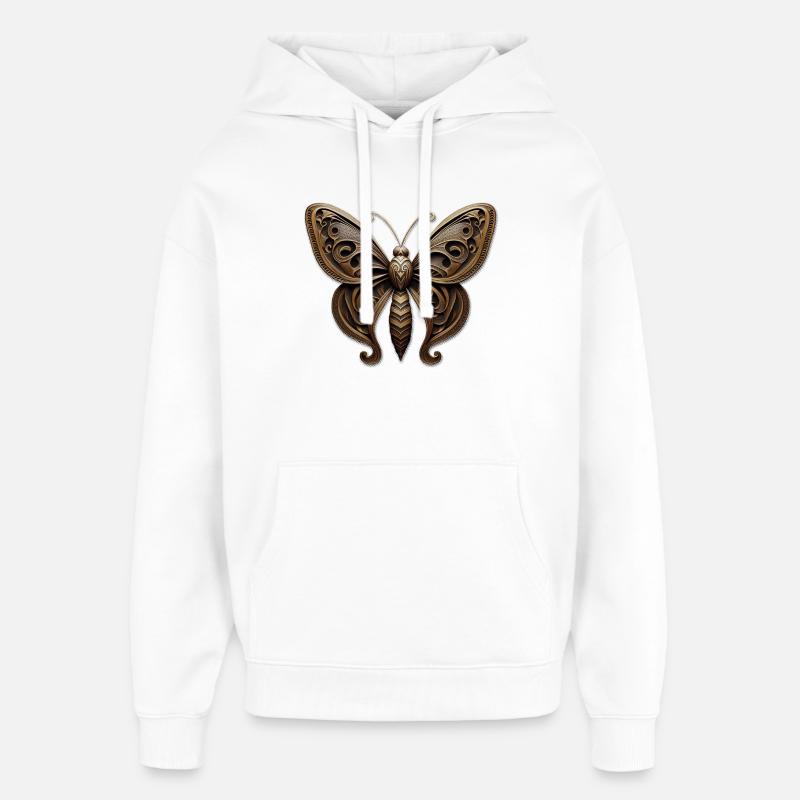 Ornement papillon steampunk - Sweat à capuche unisexe Stanley/Stella Oversized - blanc