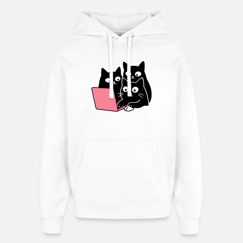 Chat mignon - Sweat à capuche unisexe Stanley/Stella Oversized - blanc