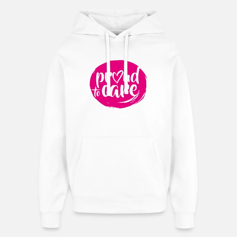 Design Proud to Care (rond) - Sweat à capuche unisexe Stanley/Stella Oversized - blanc