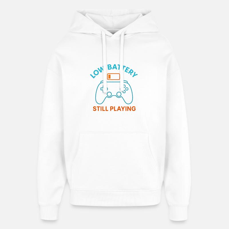 Batterie faible Continuez à jouer - Sweat à capuche unisexe Stanley/Stella Oversized - blanc
