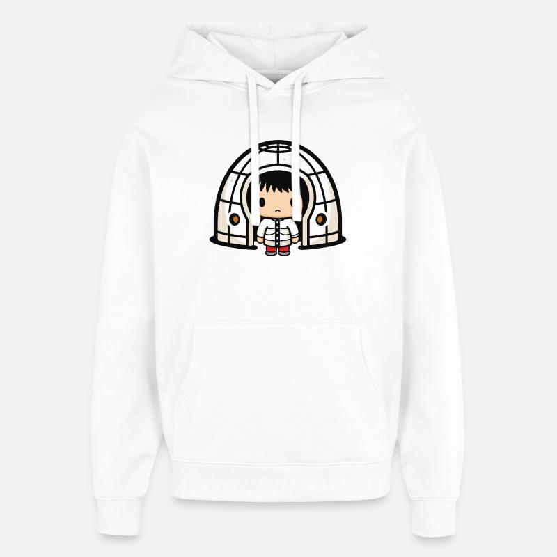 Bande dessinée d’igloo esquimau d’hiver - Sweat à capuche unisexe Stanley/Stella Oversized - blanc