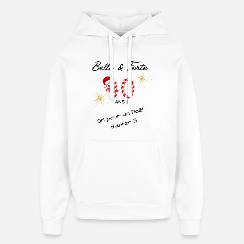 Joyeux_noel_40ans - Sweat à capuche unisexe Stanley/Stella Oversized - blanc