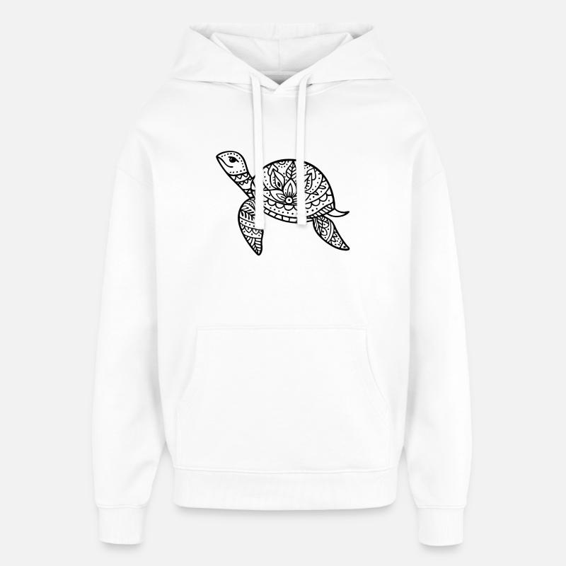 Boho turtle sea illustration Boho style - Oversized Unisex Hoodie by Stanley/Stella - white