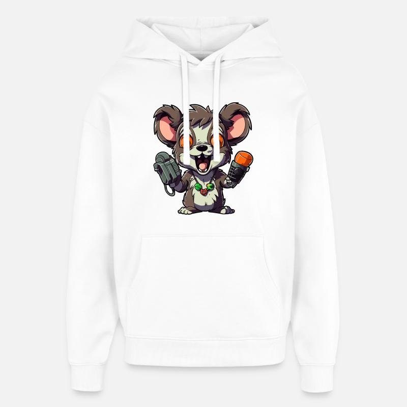 Chibi Rat Microphone Combo - Sweat à capuche unisexe Stanley/Stella Oversized - blanc