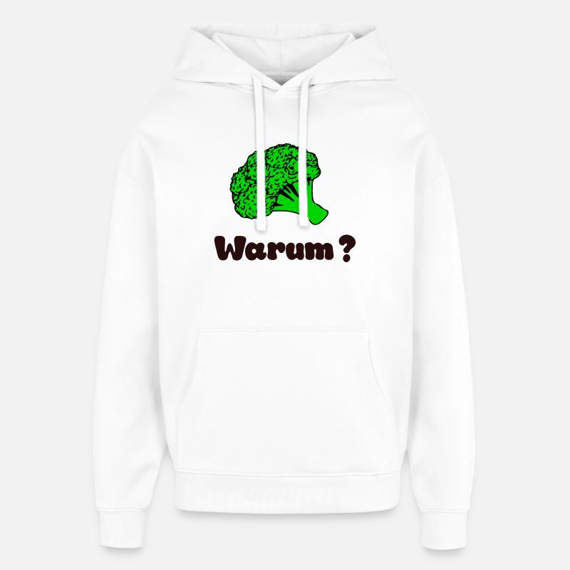 Pourquoi le brocoli - Sweat à capuche unisexe Stanley/Stella Oversized - blanc