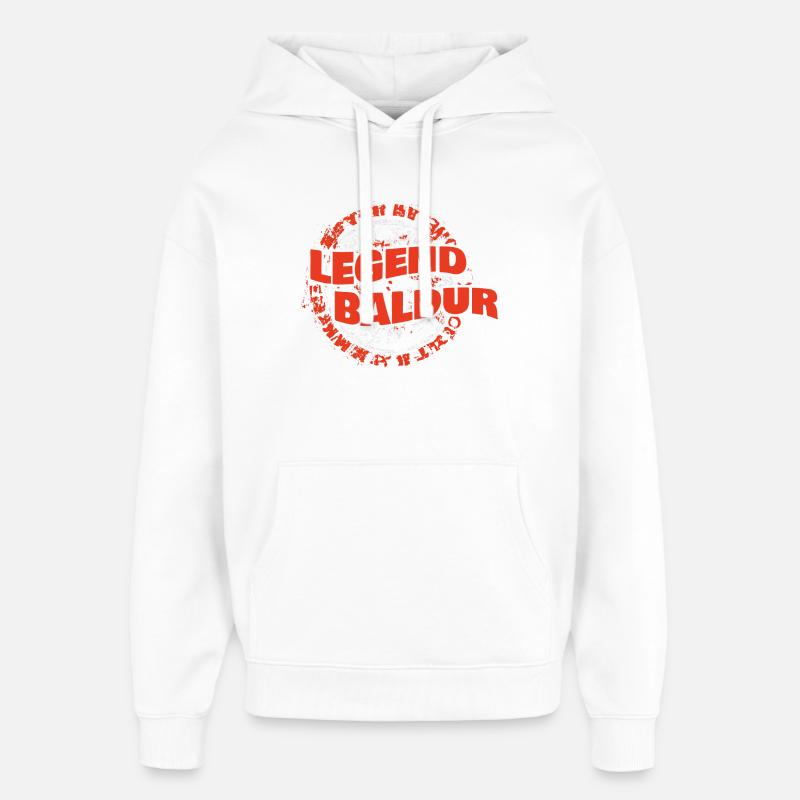 Prénom Baldur - Sweat à capuche unisexe Stanley/Stella Oversized - blanc