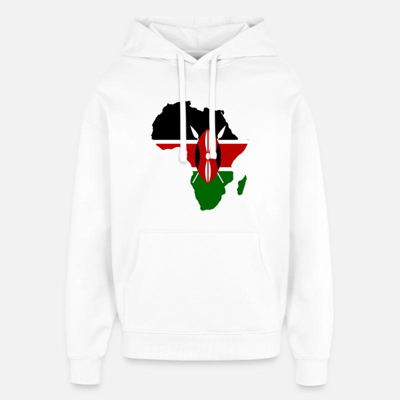 Kenia_Flagge_Afrika_used - Sweat à capuche unisexe Stanley/Stella Oversized - blanc