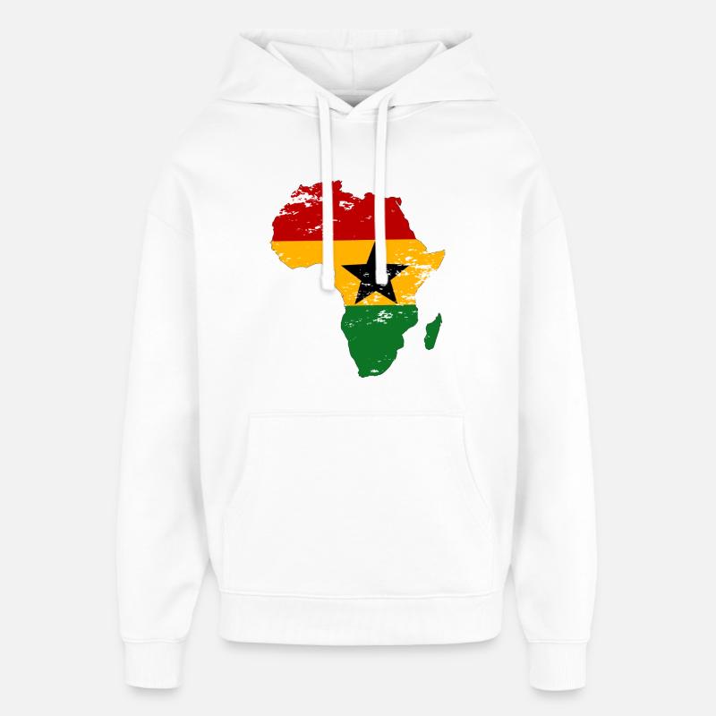 Drapeau du Ghana Afrique utilisé - Sweat à capuche unisexe Stanley/Stella Oversized - blanc