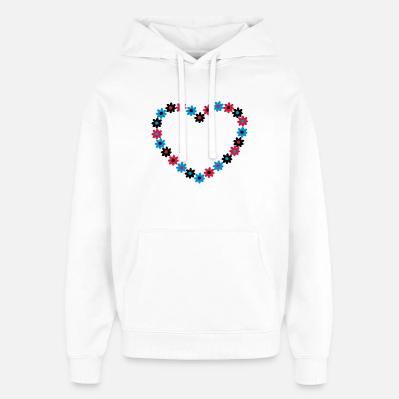 Un cœur de fleurs - Sweat à capuche unisexe Stanley/Stella Oversized - blanc