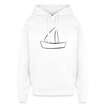 Boot - Oversized Unisex Hoodie von Stanley/Stella - Weiß - Vorne - AI Model Female 172 light (172cm) & AI Model Male 185 light (185cm)