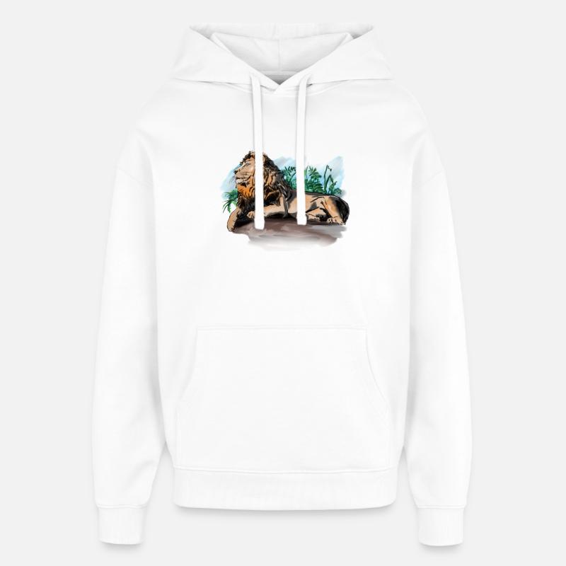 Lion - Sweat à capuche unisexe Stanley/Stella Oversized - blanc