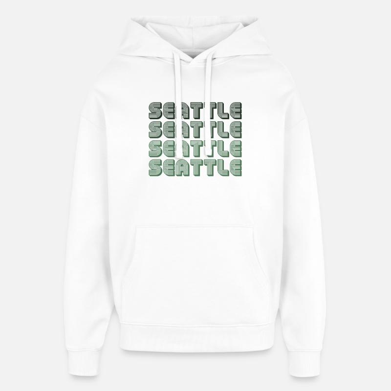 Seattle Blockgrid Pattern - Oversized Unisex Hoodie by Stanley/Stella - white