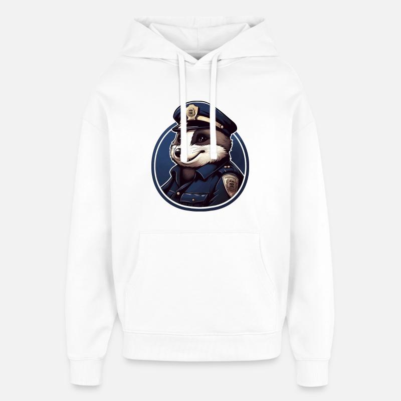 Badger Police - Sweat à capuche unisexe Stanley/Stella Oversized - blanc