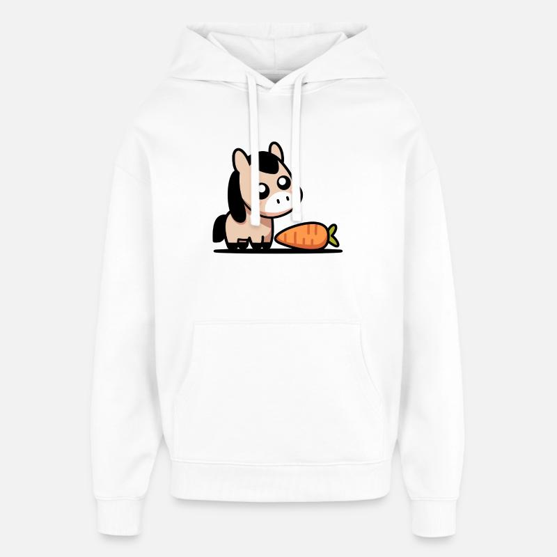 Cheval à la carotte - Sweat à capuche unisexe Stanley/Stella Oversized - blanc