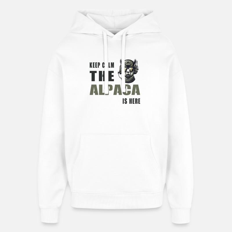 Tactical Alpaga – Restez calme - Sweat à capuche unisexe Stanley/Stella Oversized - blanc