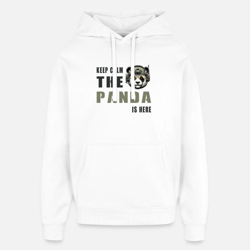 Panda tactique – Restez calme - Sweat à capuche unisexe Stanley/Stella Oversized - blanc