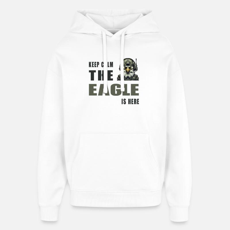 Keep Calm – The Eagle Is Here - Oversized Unisex Hoodie von Stanley/Stella - Weiß
