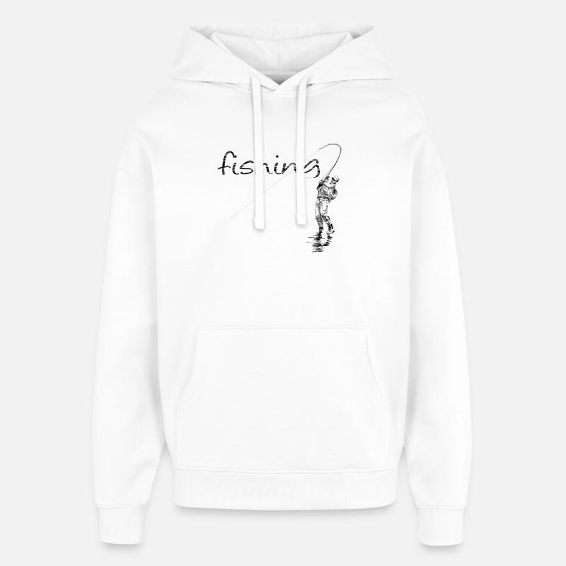 Pêche à la mouche - Sweat à capuche unisexe Stanley/Stella Oversized - blanc