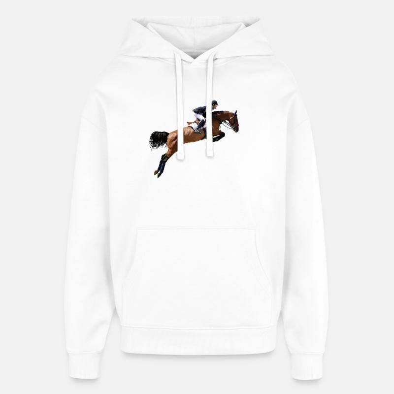 Springendes Pferd im Sprung - Oversized Unisex Hoodie von Stanley/Stella - Weiß