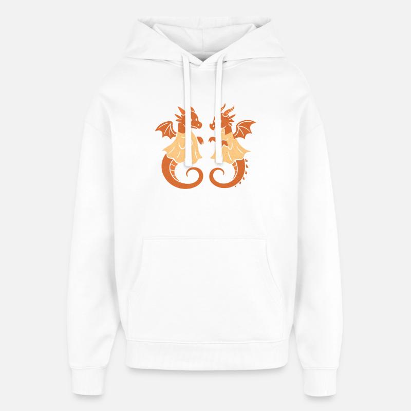 Duo de dragons jumeaux - Sweat à capuche unisexe Stanley/Stella Oversized - blanc
