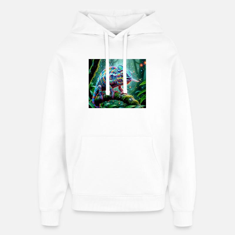 Neon Caméléon Jungle Magie - Sweat à capuche unisexe Stanley/Stella Oversized - blanc
