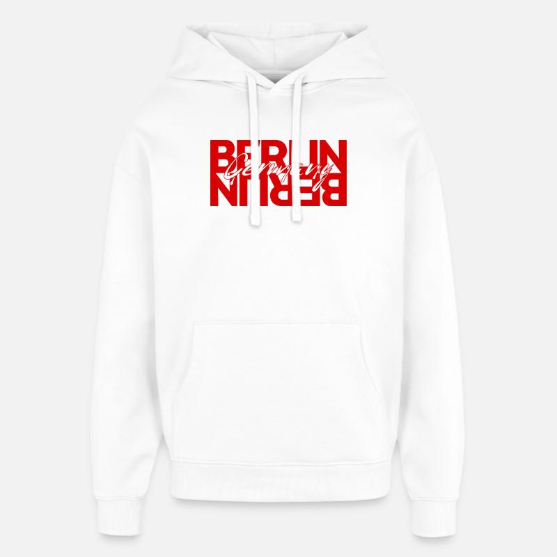 Superposition de lettrage Berlin - Sweat à capuche unisexe Stanley/Stella Oversized - blanc