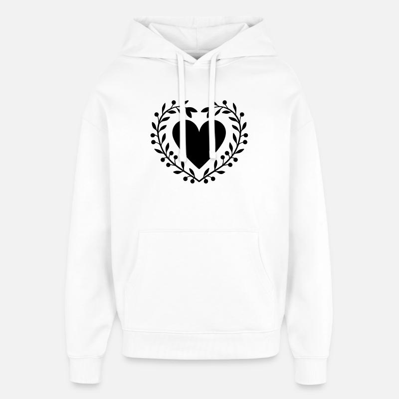 Couronne de feuilles avec le cœur - Sweat à capuche unisexe Stanley/Stella Oversized - blanc