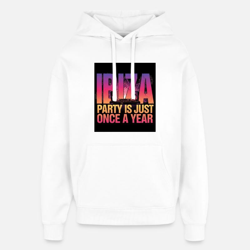 Fête d’Ibiza - Sweat à capuche unisexe Stanley/Stella Oversized - blanc