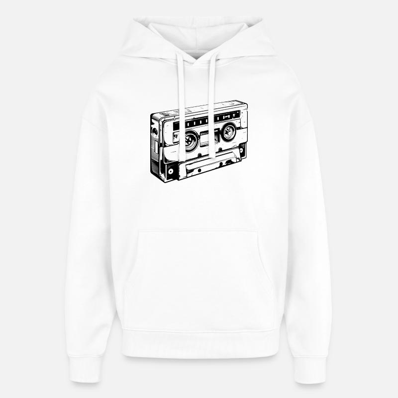 Retro kassette - Hættetrøje unisex Stanley/Stella Oversized - hvid